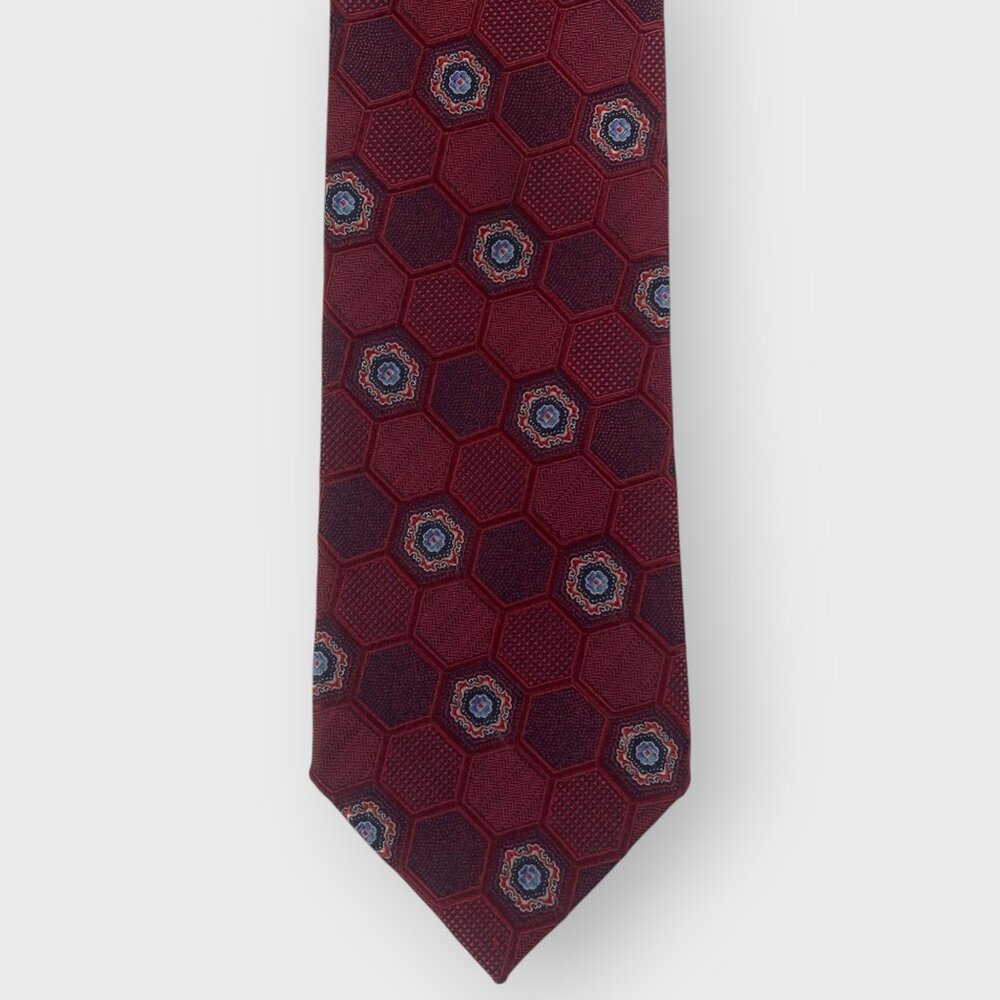Ermenegildo Zegna Silk Tie | Red Geometric | Silk | Long | Italy